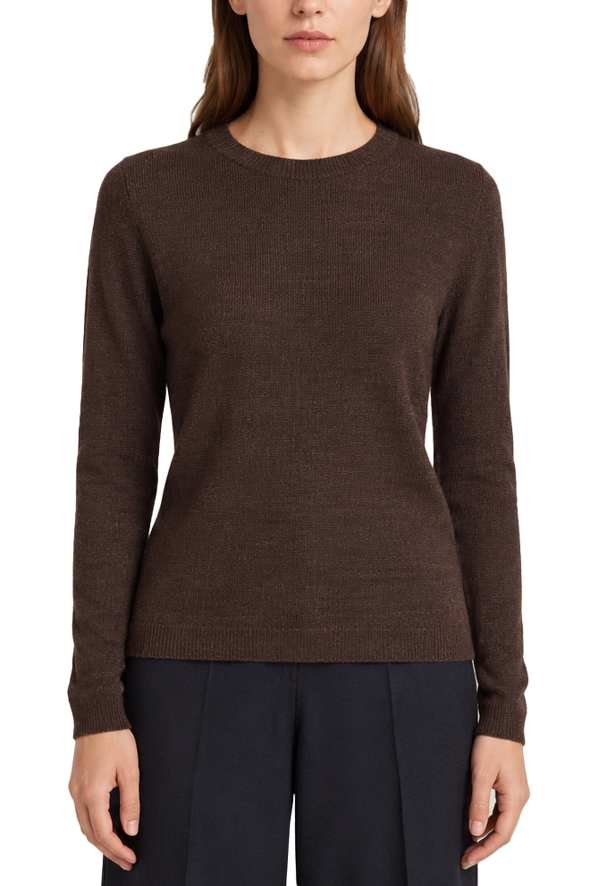 MAGLIA GIROCOLLO SLIM IN LANA E CASHMERE DONNA MARRONEW