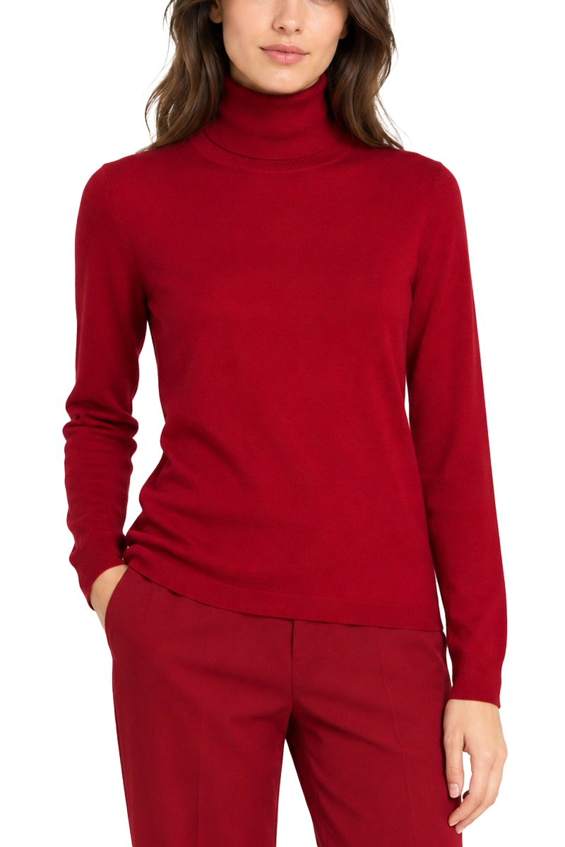 MAGLIA DOLCEVITA ADERENTE IN LANA E CASHMERE DONNA ROSSO