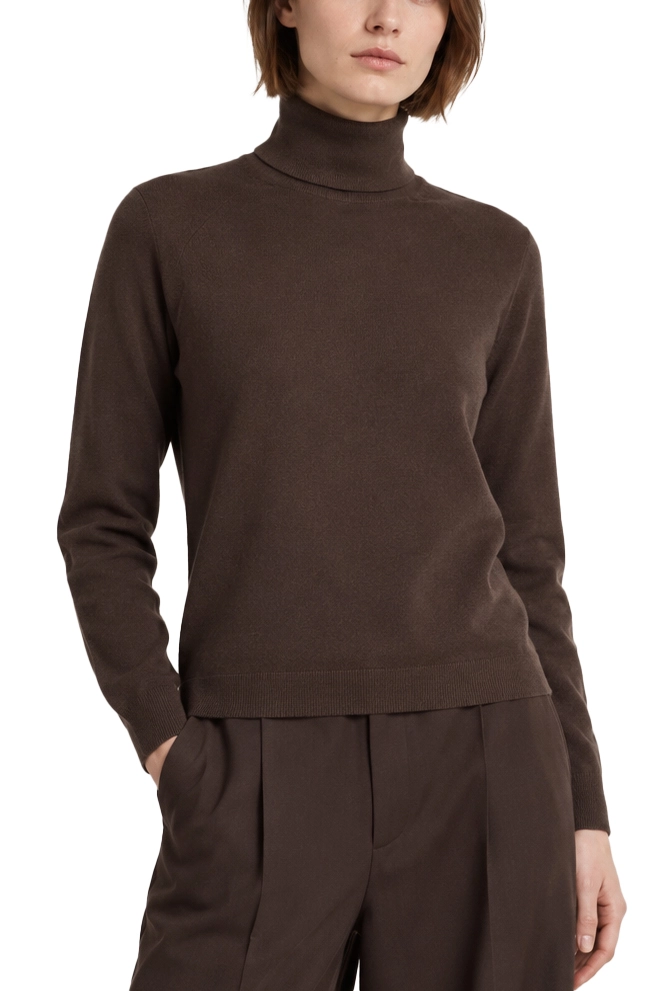 MAGLIA DOLCEVITA ADERENTE IN LANA E CASHMERE DONNA MARRONE