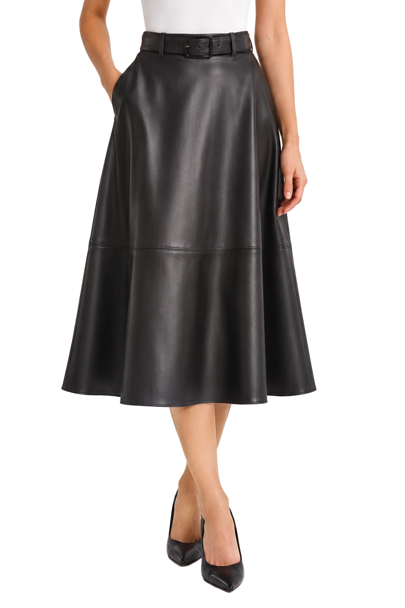 GONNA LUNGA IN JERSEY CON CINTURA DONNA NERO