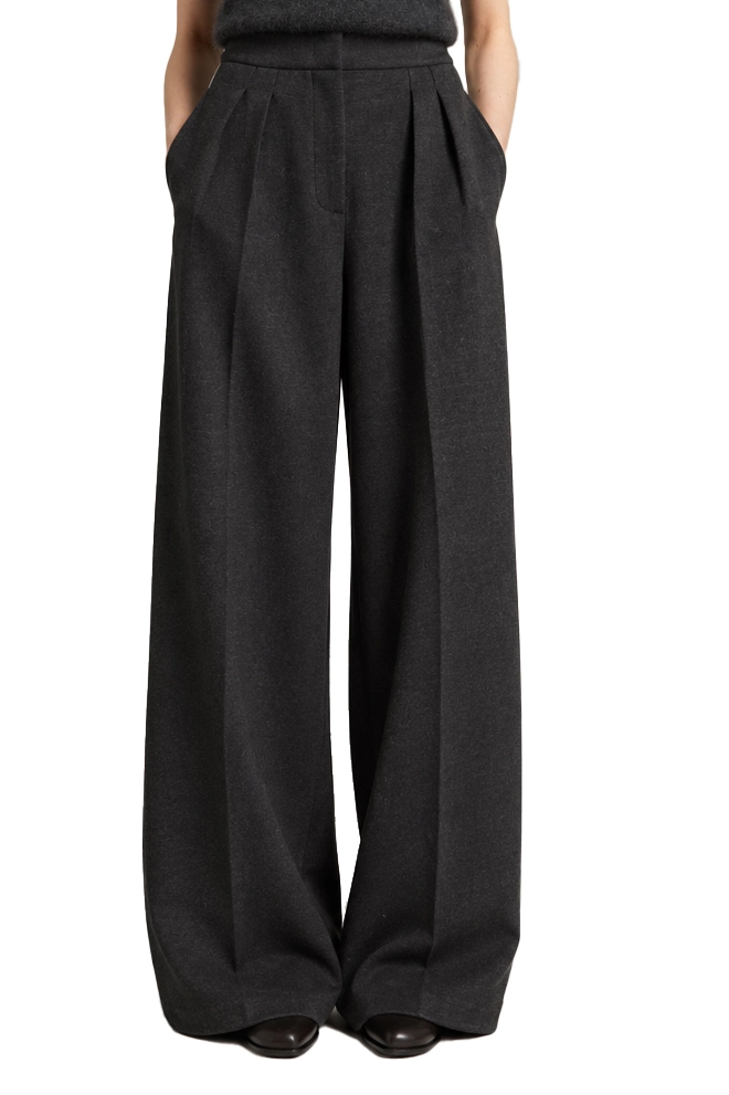 PANTALONI PALAZZO IN JERSEY DI MISTO LANA DONNA ANTRACITE