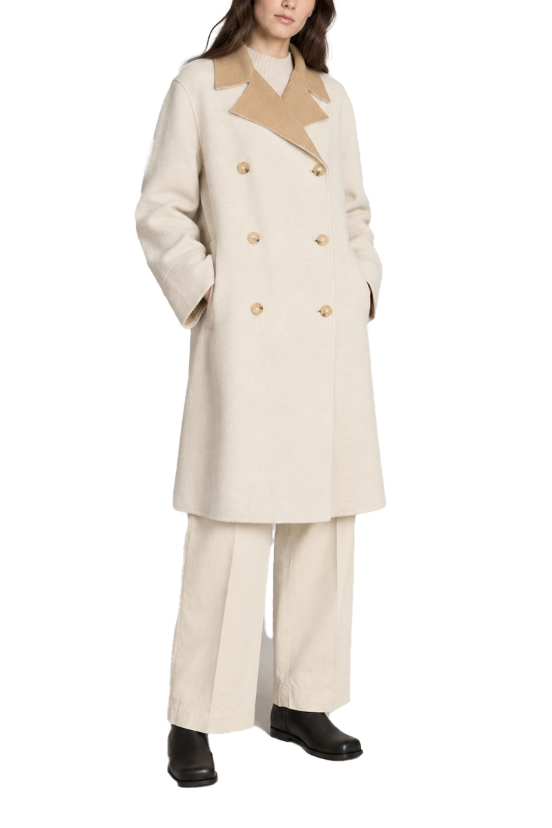 CAPPOTTO LUNGO DOPPIOPETTO IN MISTO LANA DONNA BEIGE
