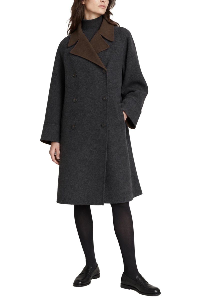 CAPPOTTO LUNGO DOPPIOPETTO IN MISTO LANA DONNA ANTRACITE
