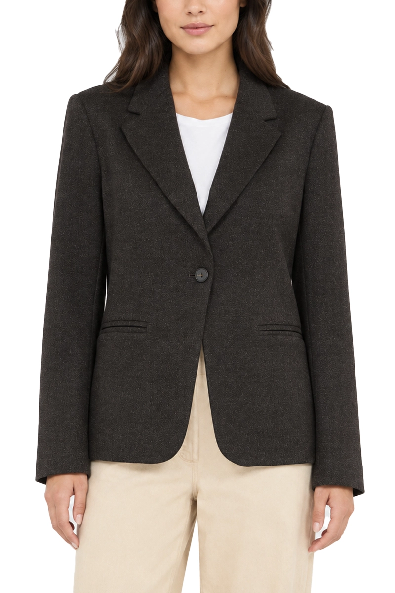 BLAZER MONOPETTO SLIM IN JERSEY JACQUARD DONNA MARRONE