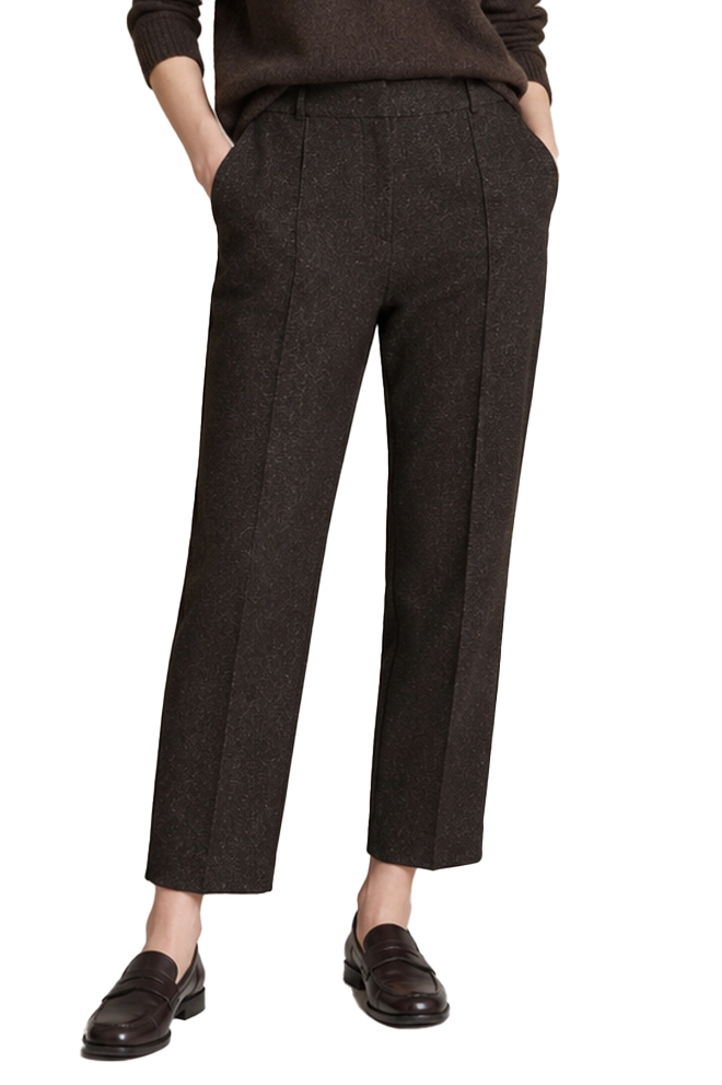 PANTALONI CROPPED IN JERSEY JACQUARD DONNA MARRONE