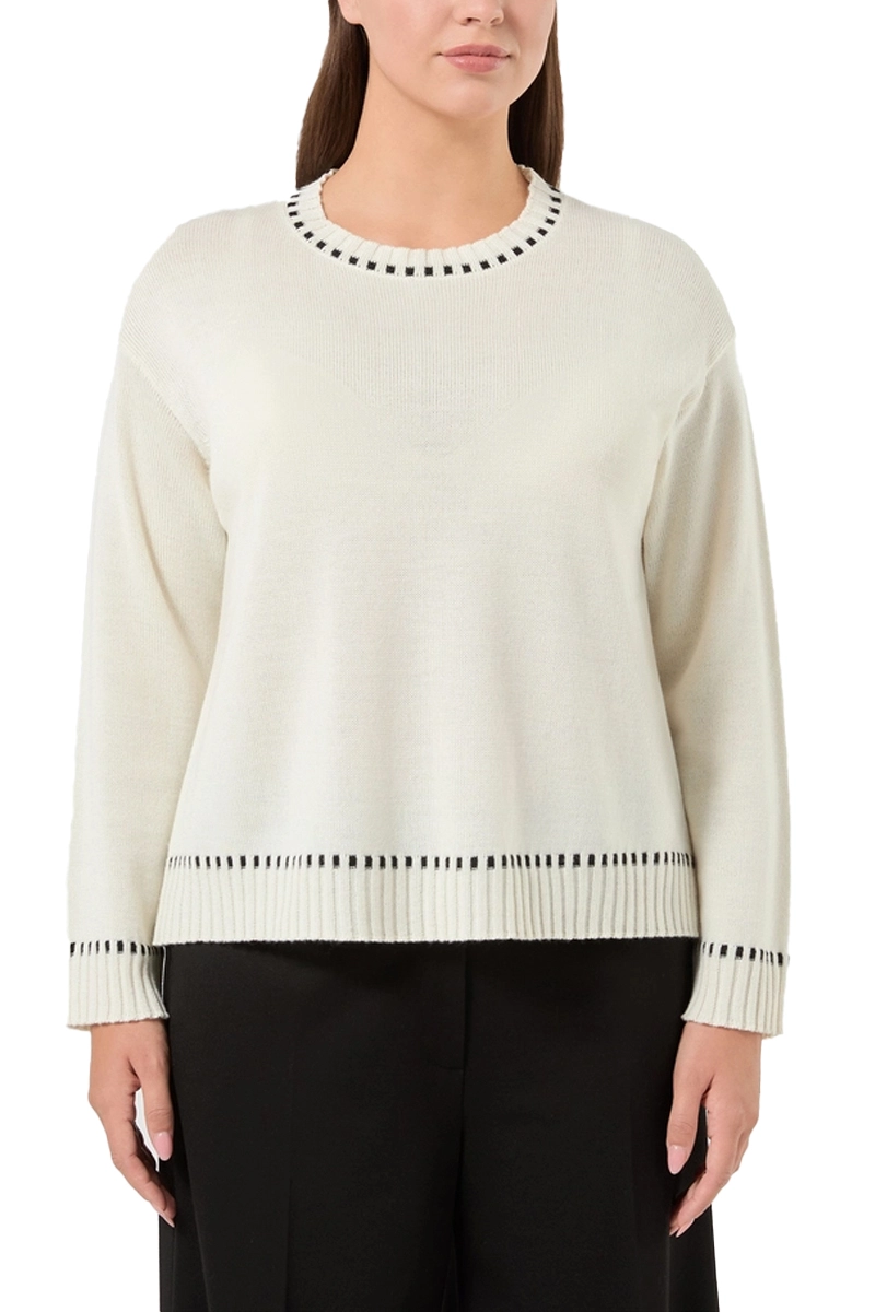 MAGLIA GIROCOLLO N MISTO LANA CON LAVORAZIONE JACQUARD DONNA BIANCO