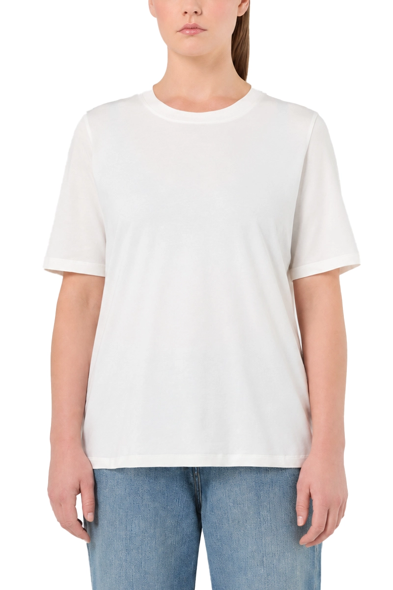 T-SHIRT MANICA CORTA IN JERSEY DI COTONE STRETCH DONNA  BIANCO