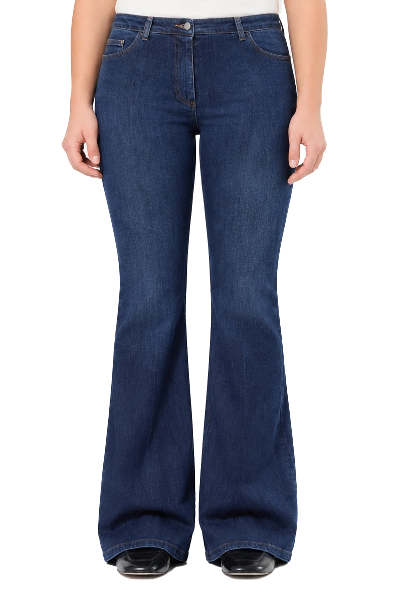 JEANS A ZAMPA IN DENIM STRETCH CON IMPUNTURE TABACCO DONNA BLU