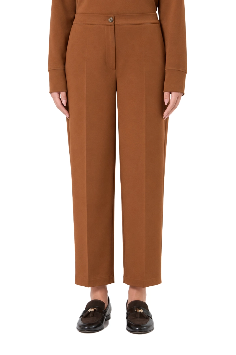 PANTALONI CROPPED IN JERSEY PUNTO STOFFA DONNA MARRONE