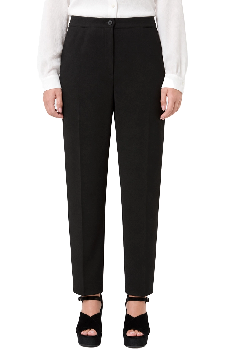 PANTALONI A SIGARETTA  SLIM IN JERSEY SCUBA CRÊPE STRETCH DONNA NERO