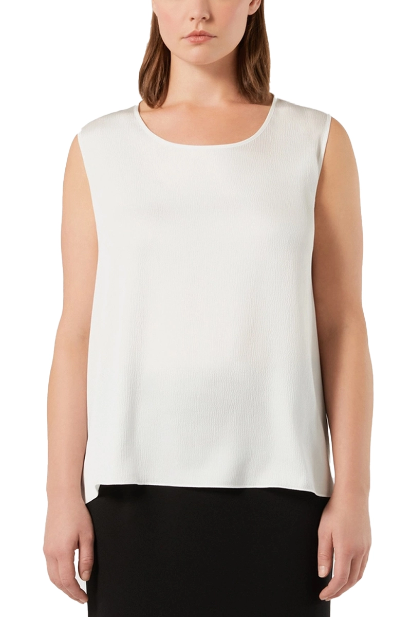 TOP IN RASO MARTELLATO CON MANICHE APPLICABILI DONNA BIANCO