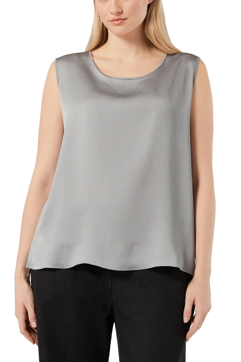 TOP IN RASO MARTELLATO CON MANICHE APPLICABILI DONNA GRIGIO
