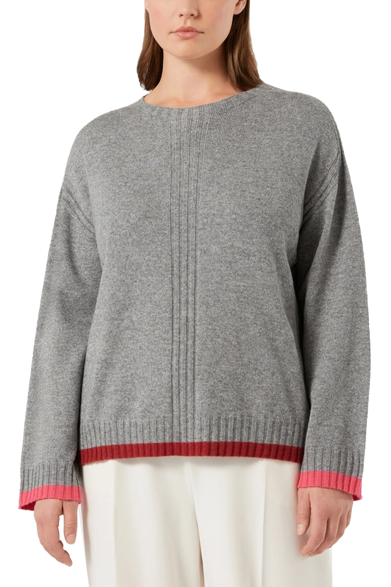 MAGLIA GIROCOLLO N MISTO CASHMERE CON LAVORAZIONE A COSTE DONNA GRIGIO
