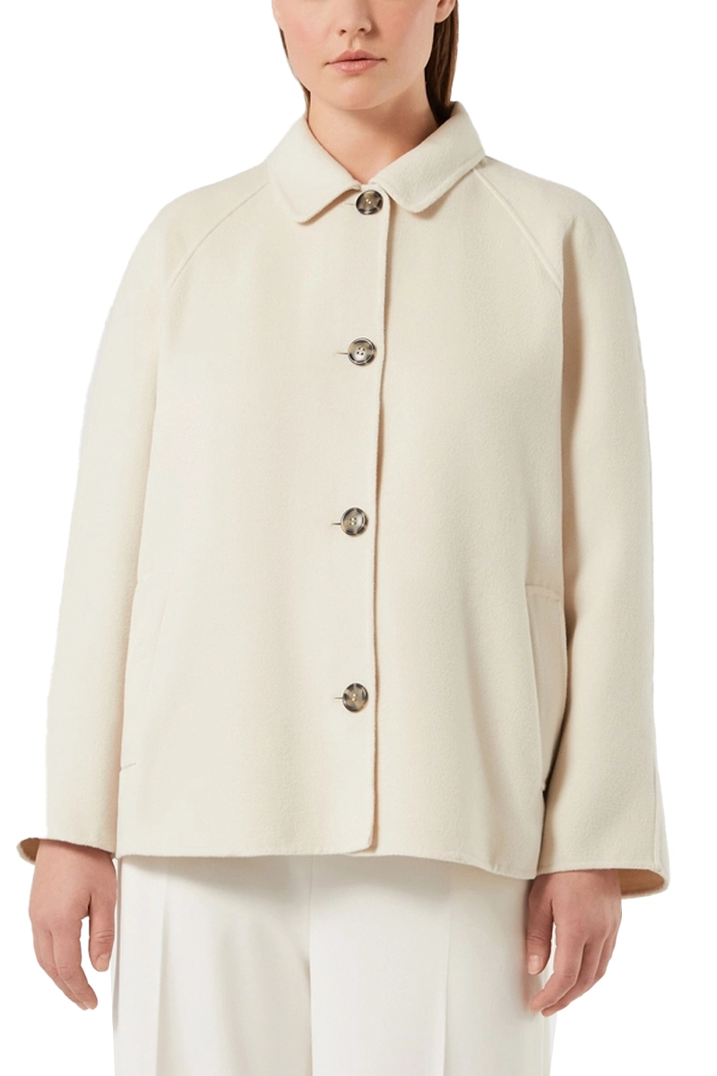 CAPPOTTO CORTO IN PANNO DOUBLE SVASATO DONNA AVORIO