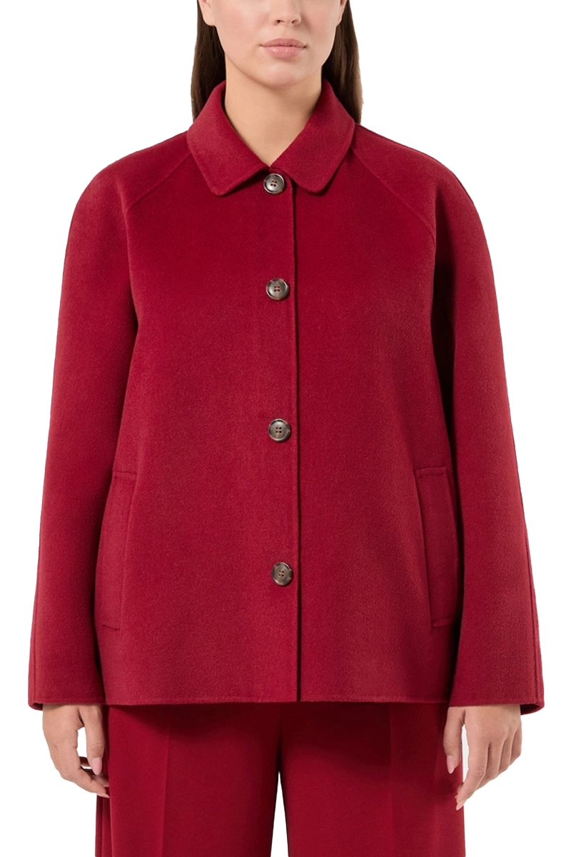 CAPPOTTO CORTO IN PANNO DOUBLE SVASATO DONNA BORDEAUX