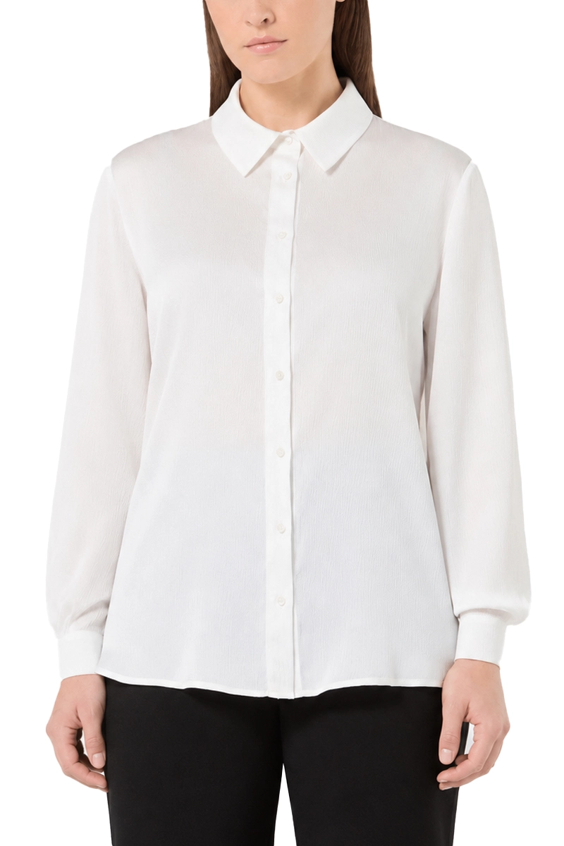 CAMICIA IN RASO MARTELLATO FLUIDO DONNA BIANCO