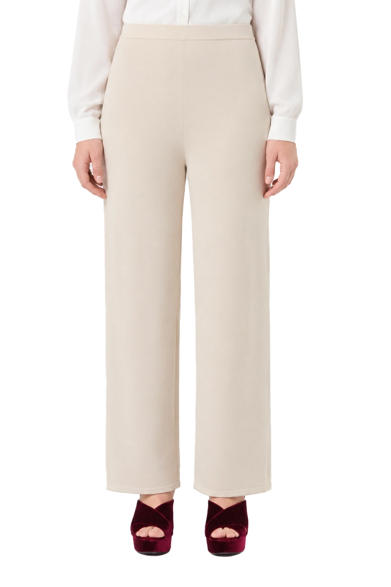 PANTALONI PALAZZO IN VISCOSA STRETCH DONNA AVORIO