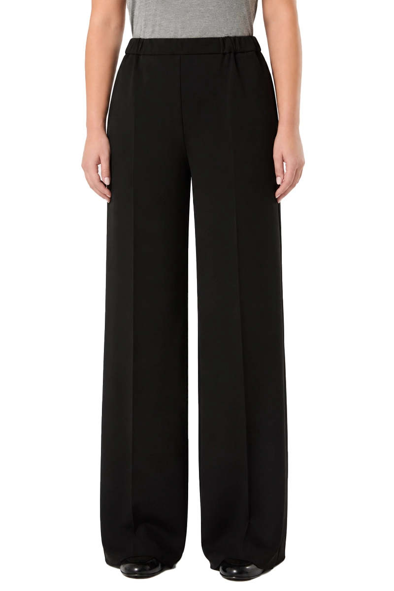 PANTALONI A PALAZZO IN JERSEY SCUBA CRÊPE DONNA NERO