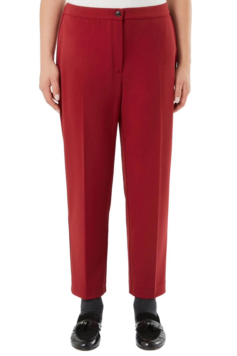 PANTALONI A SIGARETTA  SLIM IN JERSEY SCUBA CRÊPE STRETCH DONNA ROSSO