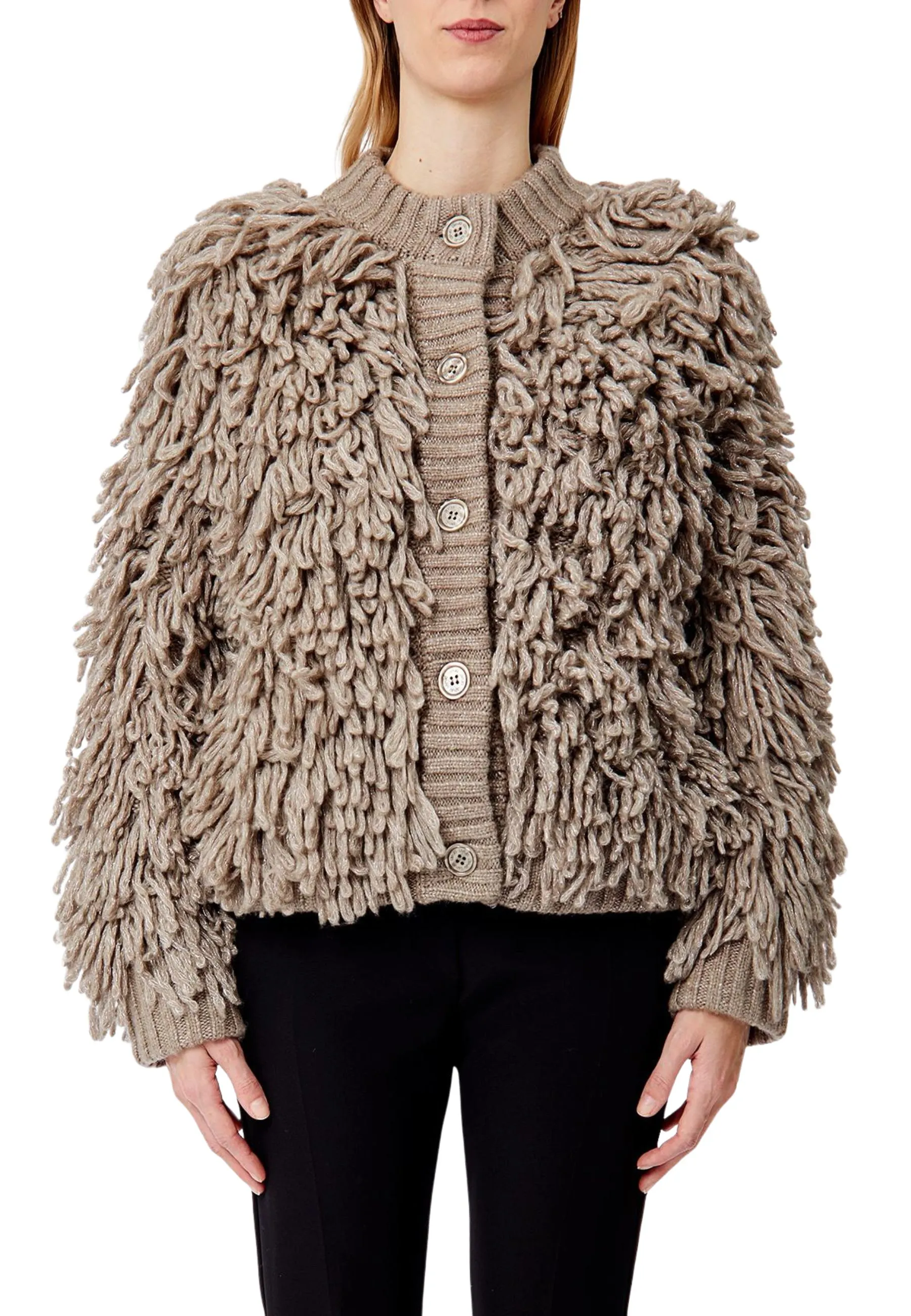 CAPPOTTO CORTO IN MAGLIA DONNA BEIGE