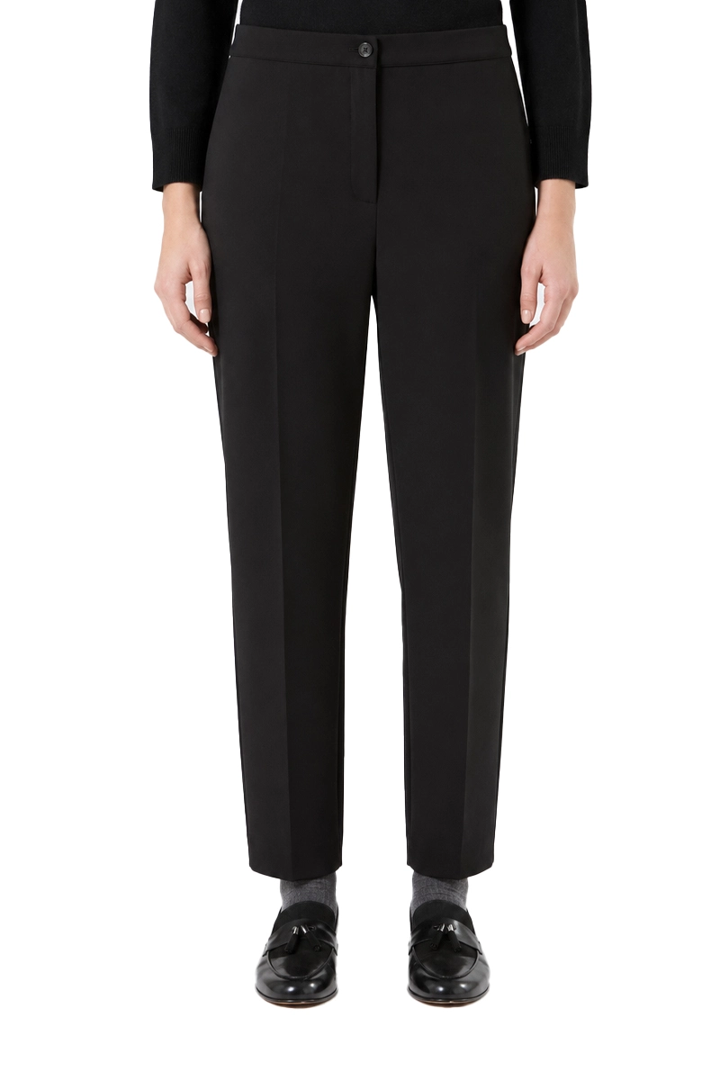 PANTALONI CHINO SLIM IN JERSEY SCUBA CRÊPE DONNA NERO