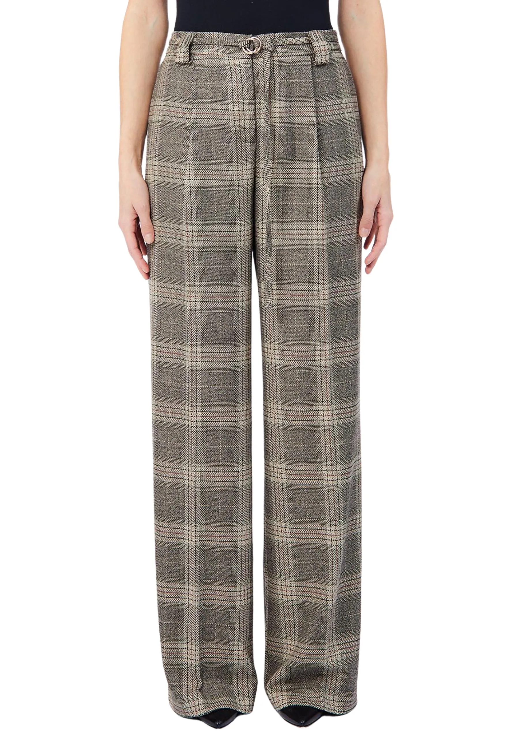 PANTALONI A PALAZZO A QUADRI DONNA