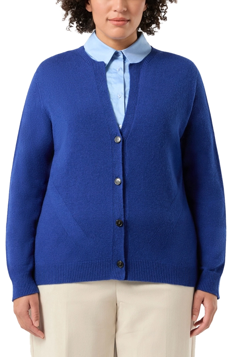 CARDIGAN IN MISTO LANA E CACHEMIRE DONNA BLU