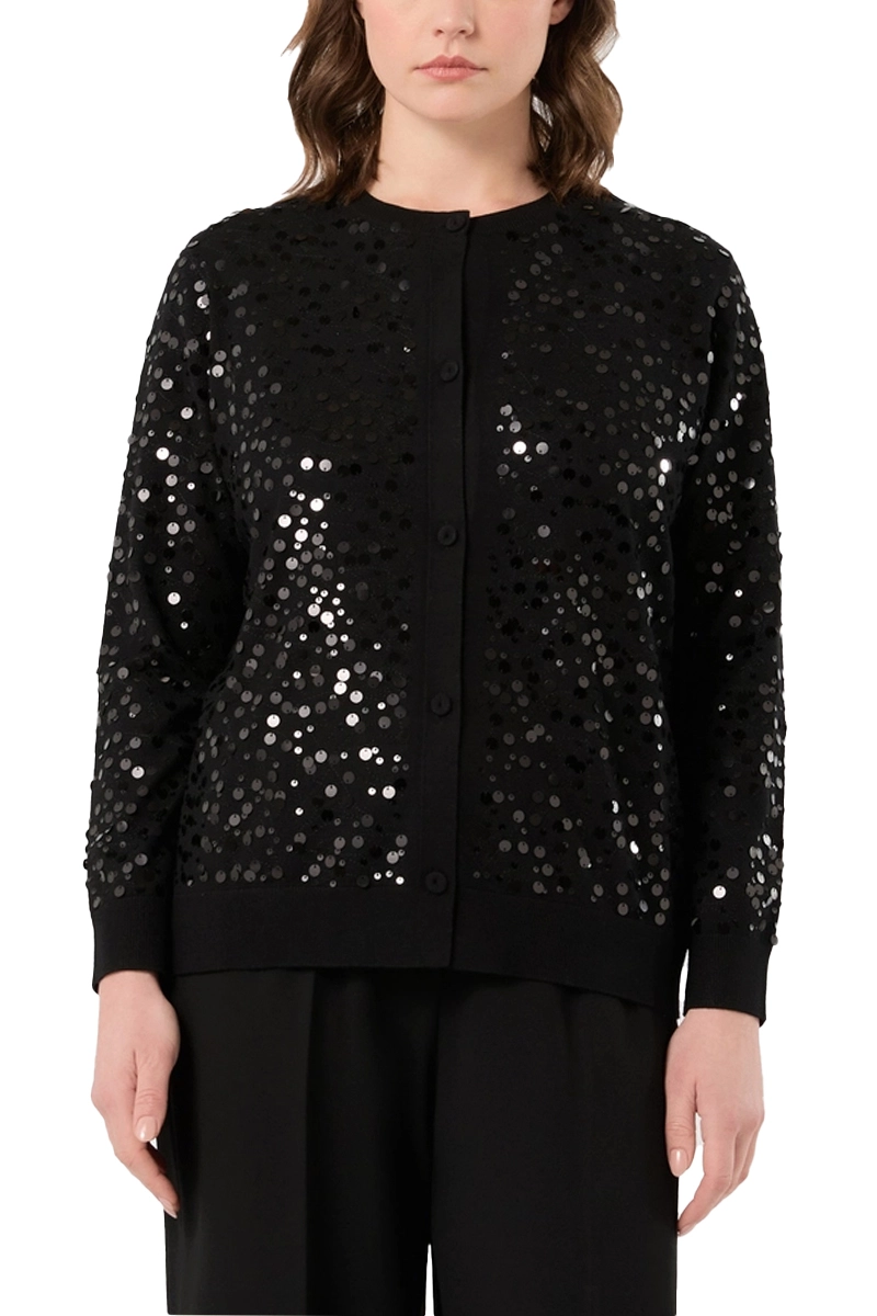 CARDIGAN CON PAILLETTES CON TOP INCLUSO  DONNA NERO