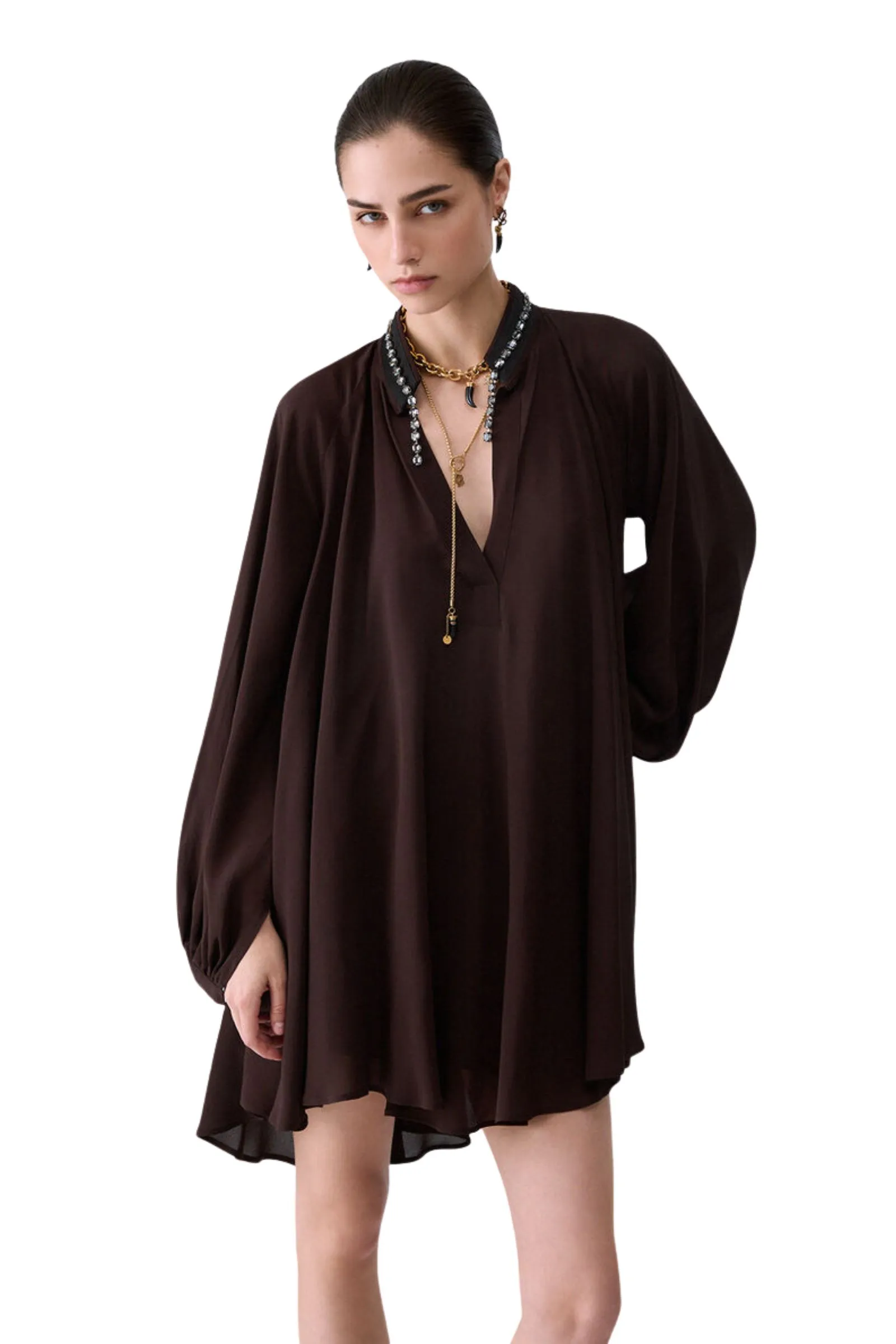 VESTITO CORTO IN GEORGETTE DONNA