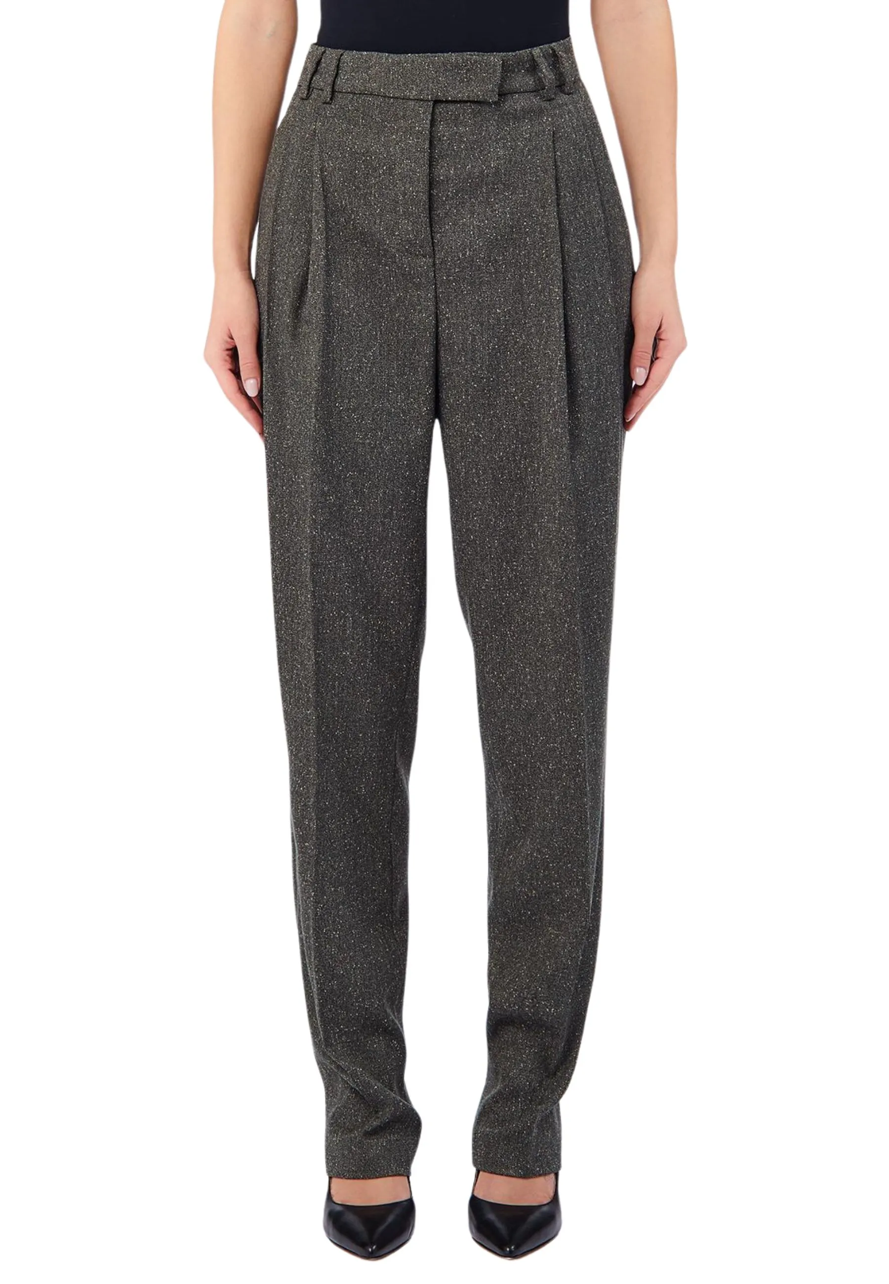 PANTALONE CHINO E A SIGARETTA TWEED DONNA DARK GREEN