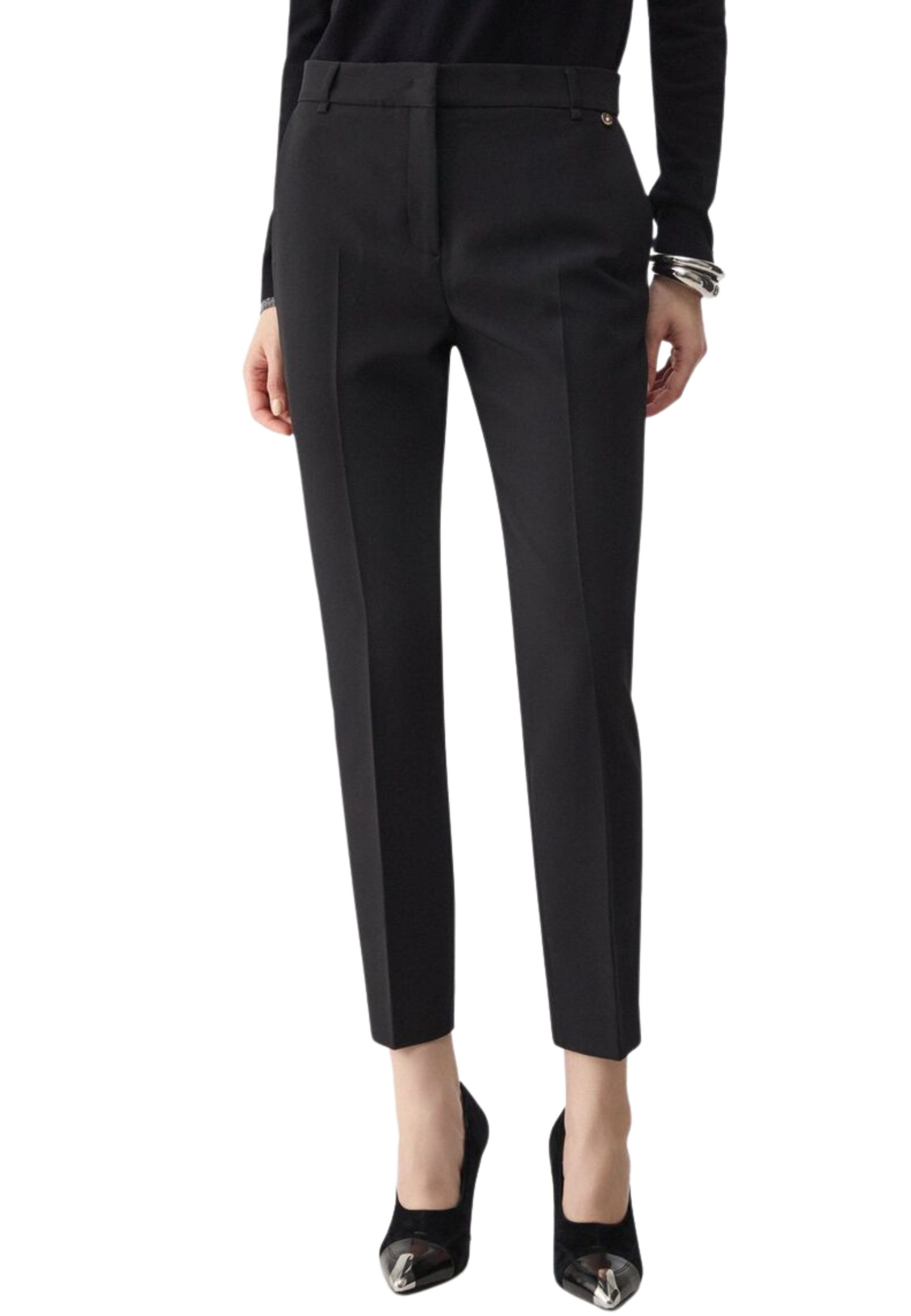 PANTALONI A SIGARETTA IN TESSUTO TECNICO DONNA NERO