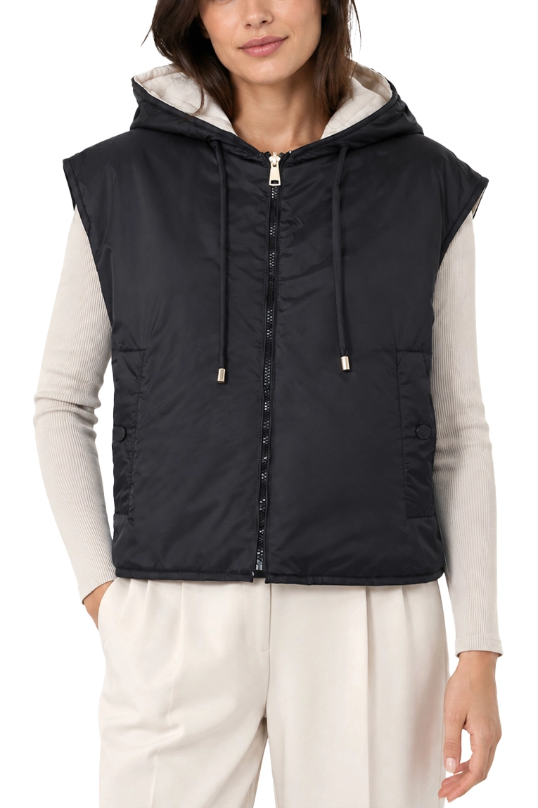 GILET CORTO REVERSIBILE IMBOTTITO CON CAPPUCCIO DONNA