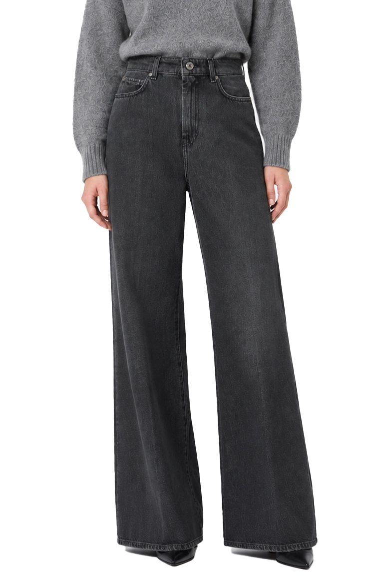 JEANS PALAZZO CINQUE TASCHE CON LABEL LOGATE DONNA NERO