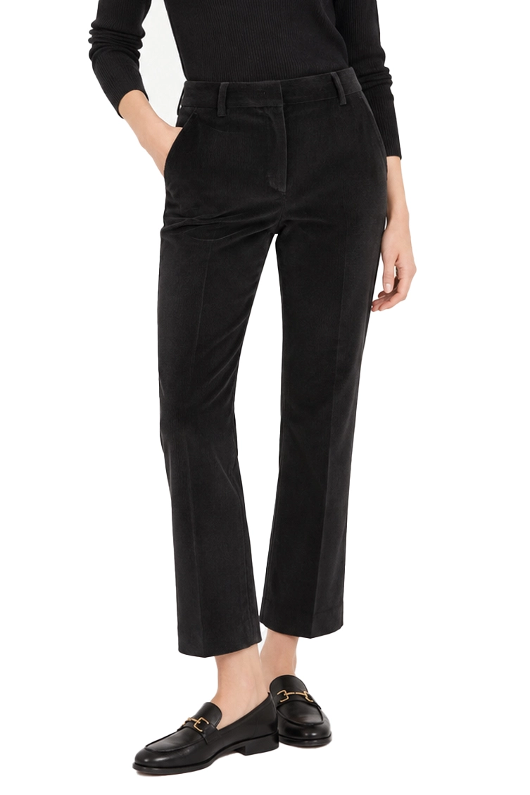 PANTALONI CROPPED IN VELLUTO MILLERIGHE DONNA NERO