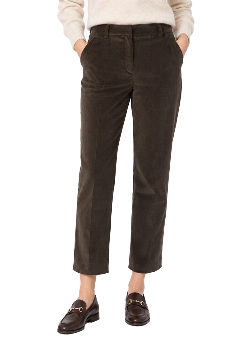 PANTALONI CROPPED IN VELLUTO MILLERIGHE DONNA MARRONE