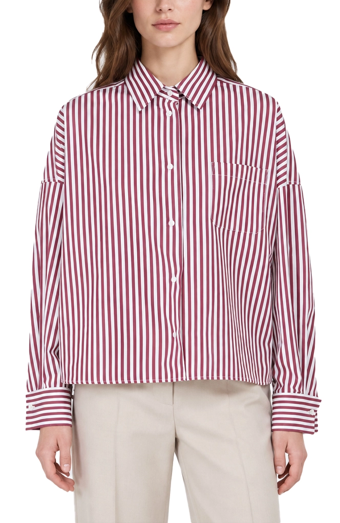 CAMICIA BOXY IN POPELINE DI PURO COTONE DONNA BORDEAUX