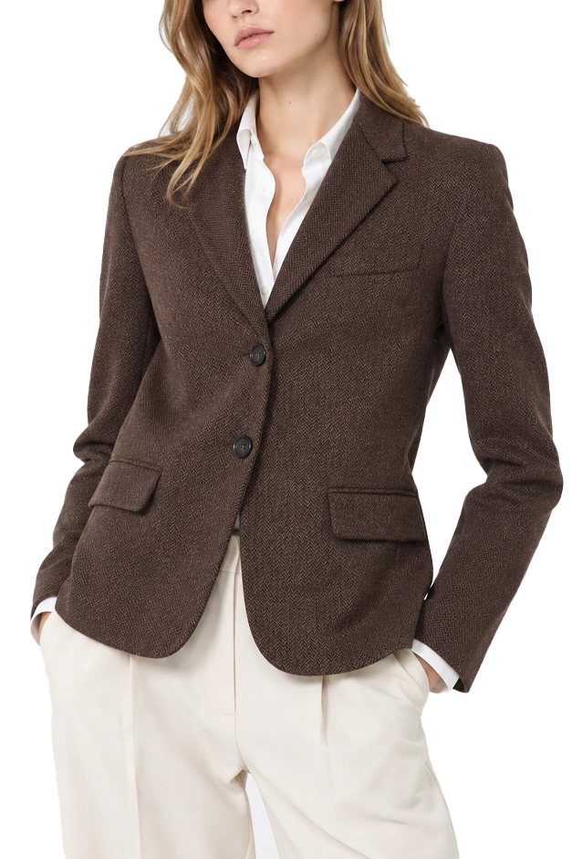 BLAZER MONOPETTO IN JERSEY JACQUARD DONNA MARRONE