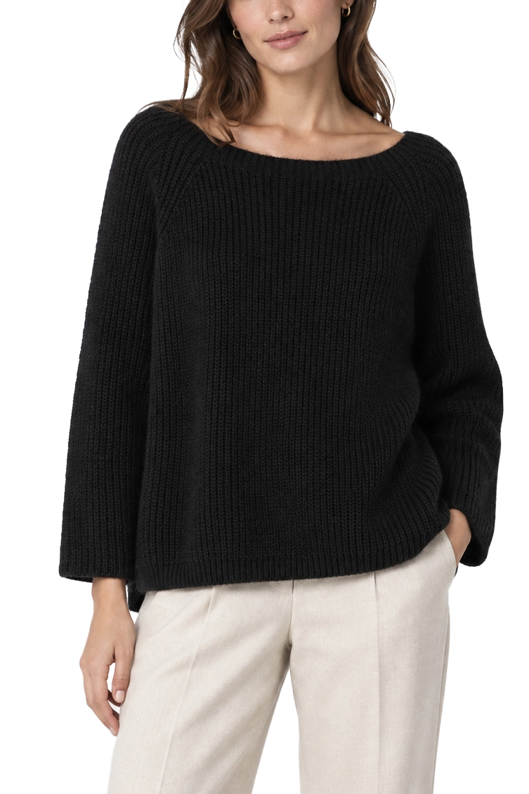 MAGLIA GIROCOLLO IN MISTO MOHAIR LAVORATA A PUNTO PANNOCCHIA DONNA NERO