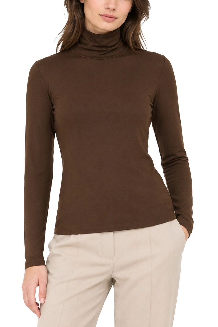 MAGLIA DOLCEVITA IN JERSEY DI VISCOSA STRETCH DONNA MARRONE