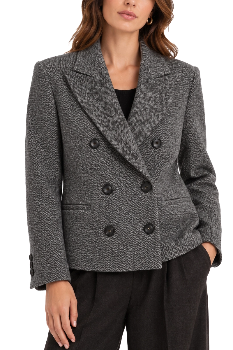 GIACCA CORTA DOPPIOPETTO IN JERSEY MICRO JACQUARD DONNA GRIGIO