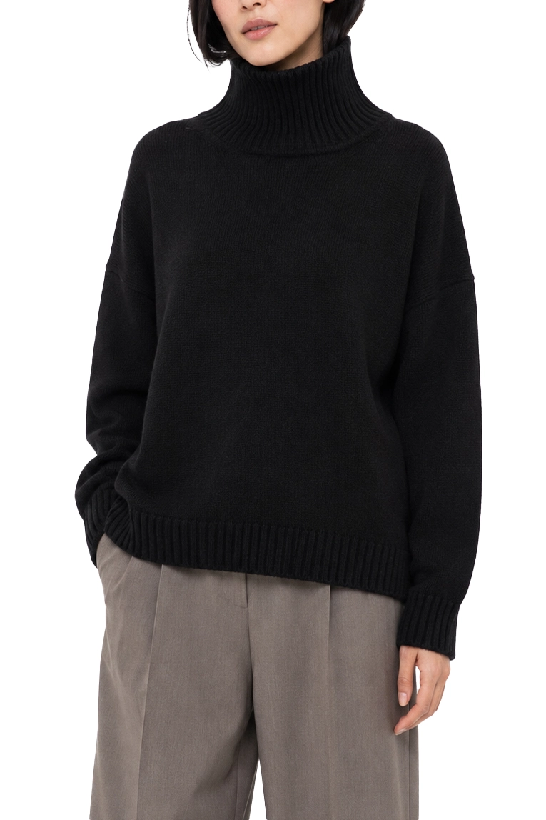 MAGLIA DOLCEVITA AMPIA IN FILATO DI PURA LANA DONNA NERO