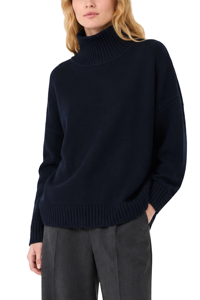 MAGLIA DOLCEVITA  AMPIA IN FILATO DI PURA LANA DONNA BLU