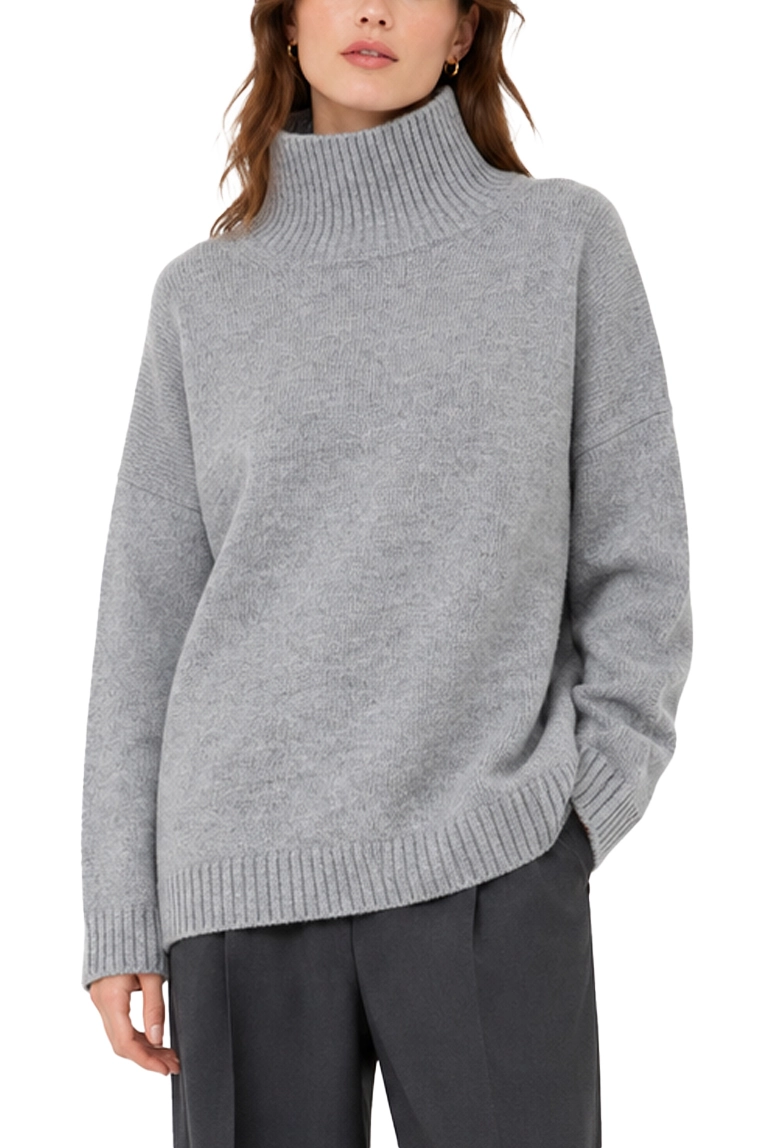 MAGLIA DOLCEVITA AMPIA IN FILATO DI PURA LANA DONNA GRIGIO