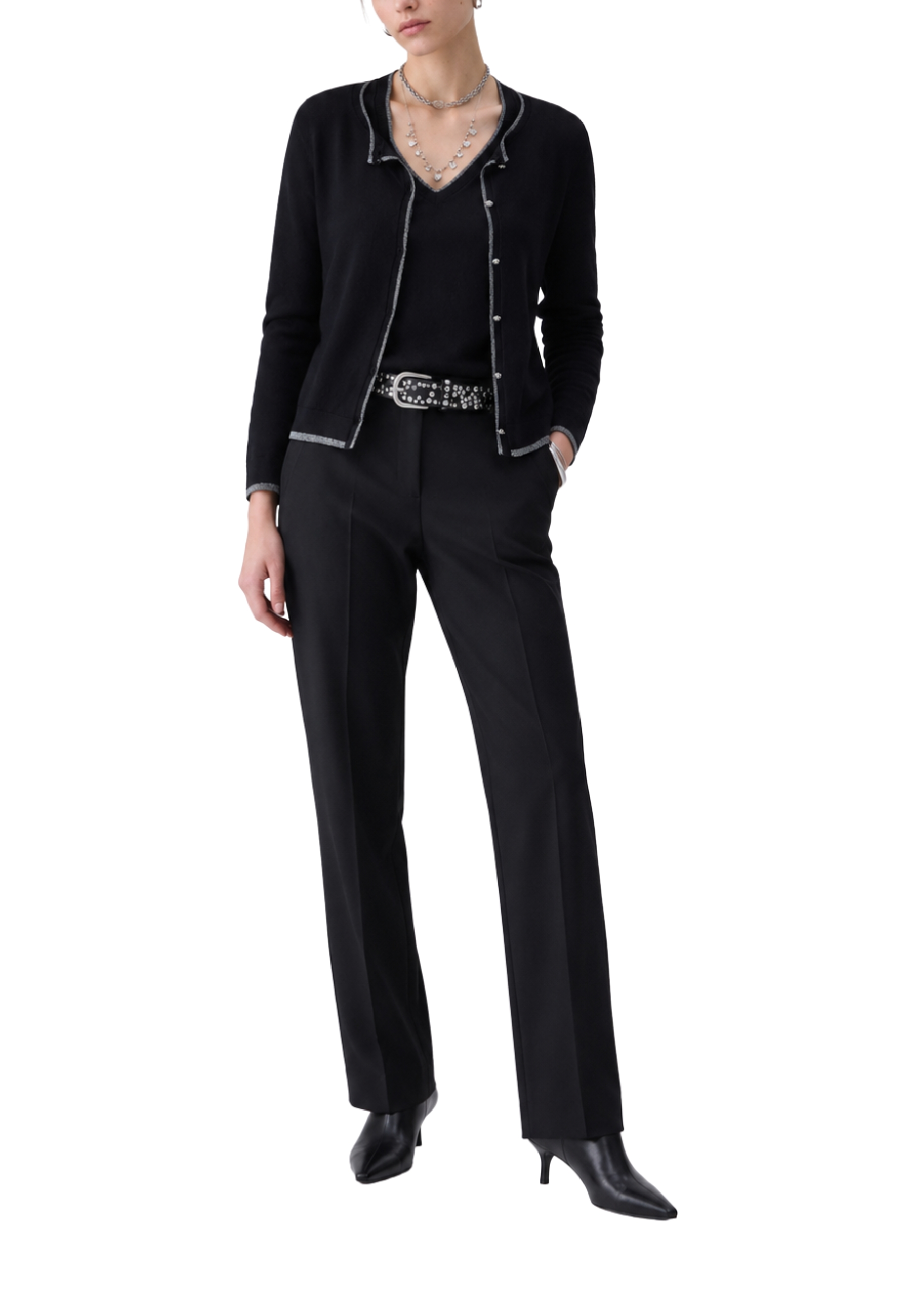 CARDIGAN CON PROFILI LUREX DONNA NERO