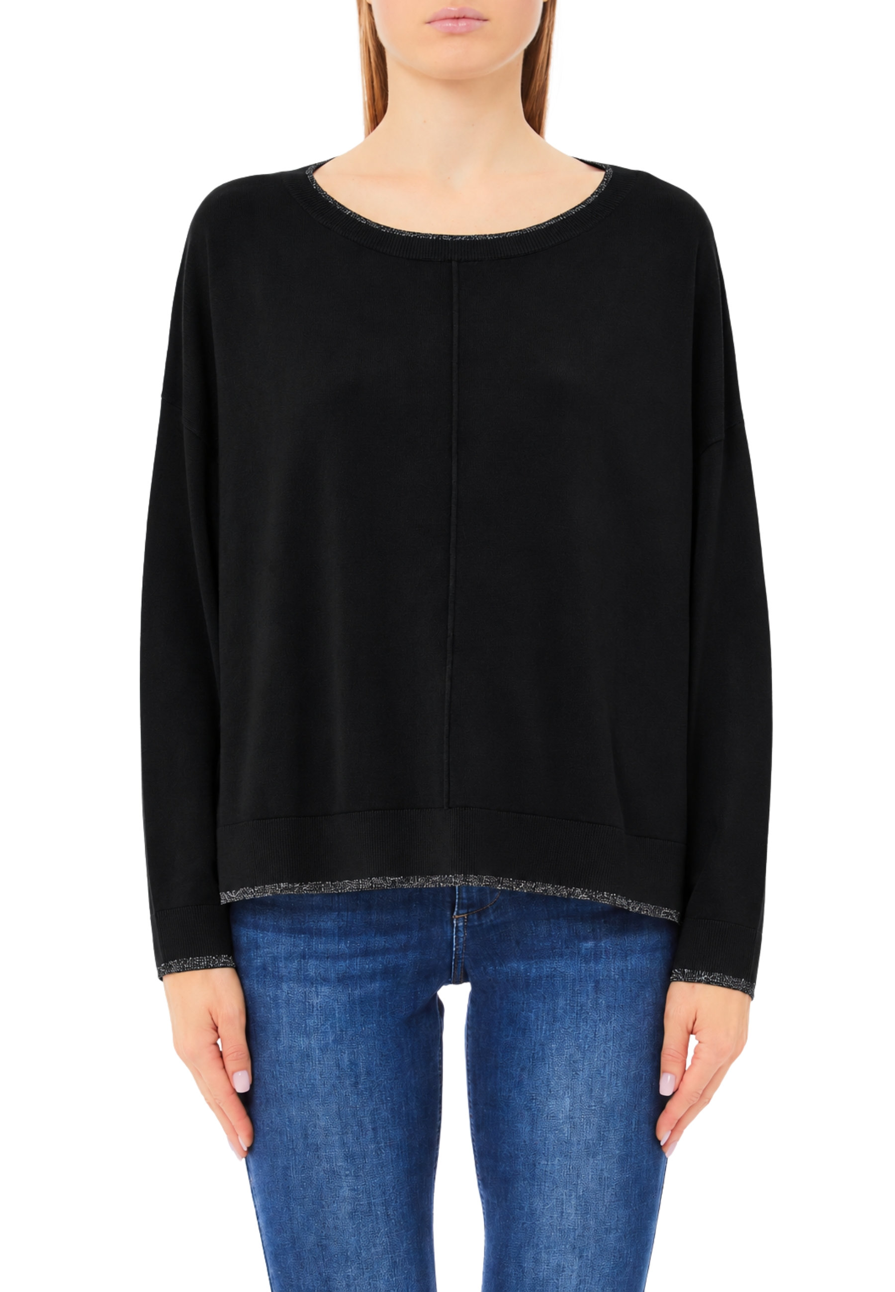 MAGLIA GIROCOLLO ECOSOSTENIBILE IN VISCOSA DONNA NERO