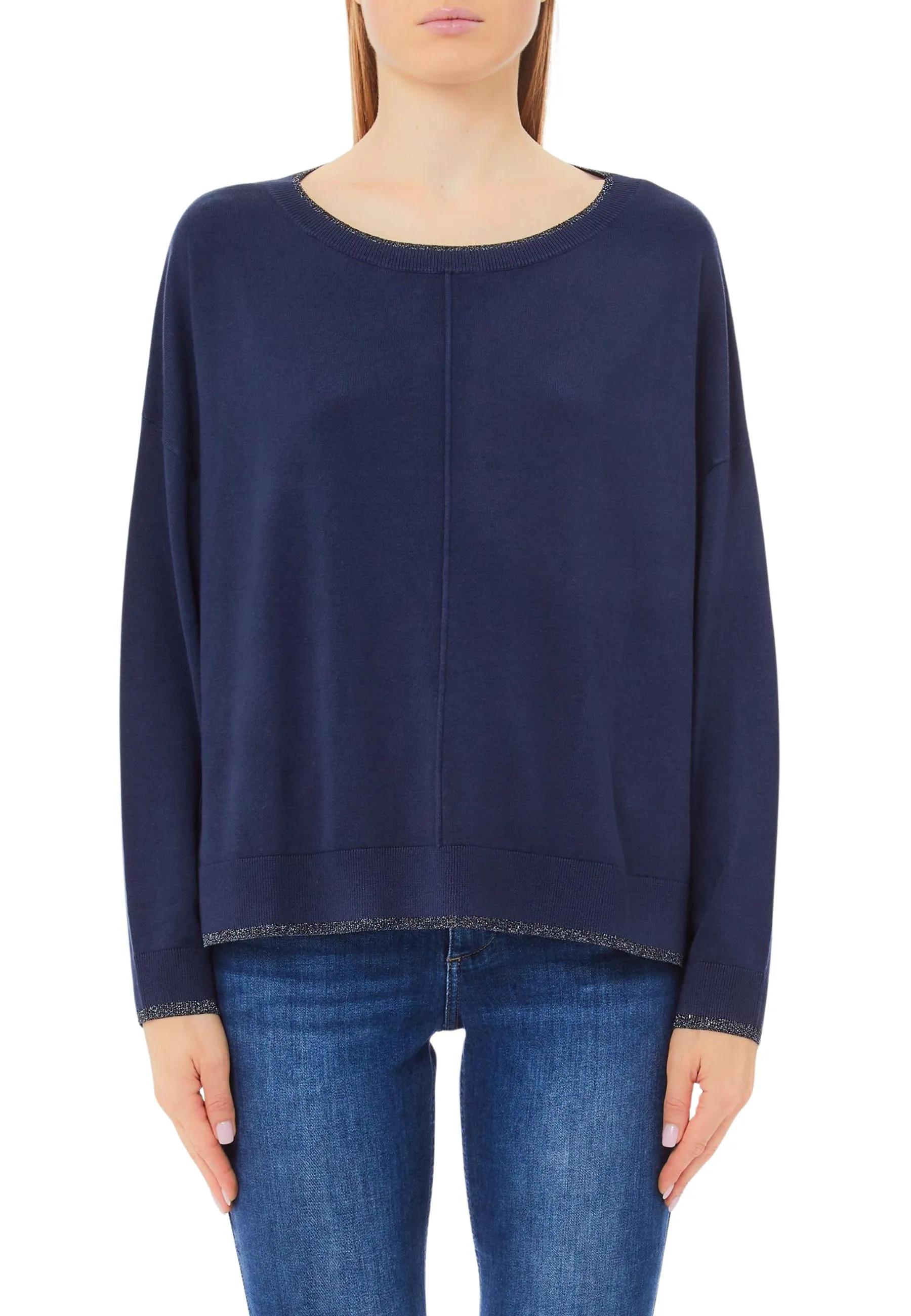 MAGLIA GIROCOLLO ECOSOSTENIBILE IN VISCOSA DONNA BLU NOTTE