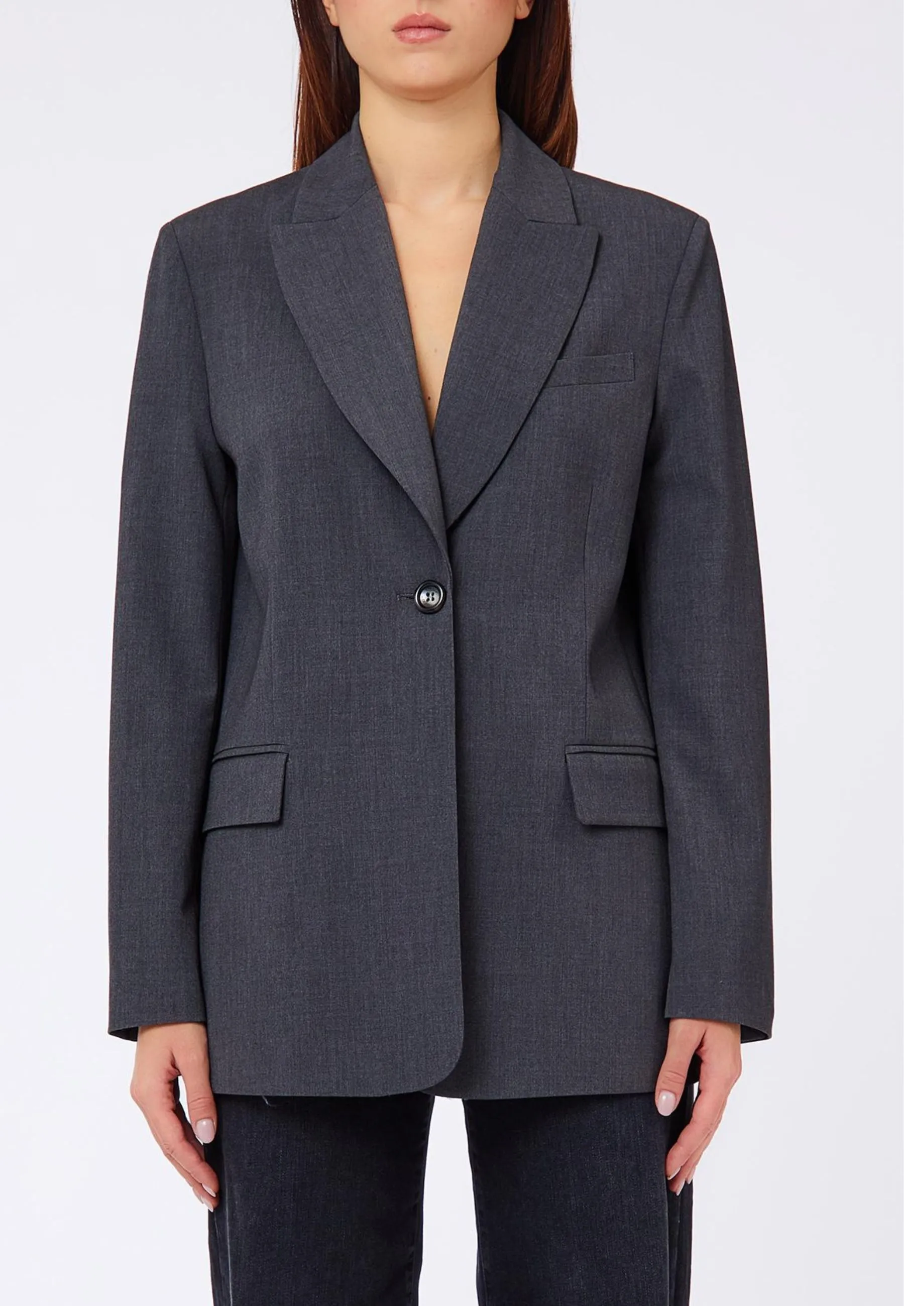 GIACCA BLAZER MONOPETTO MELANGE DONNA GRIGIO
