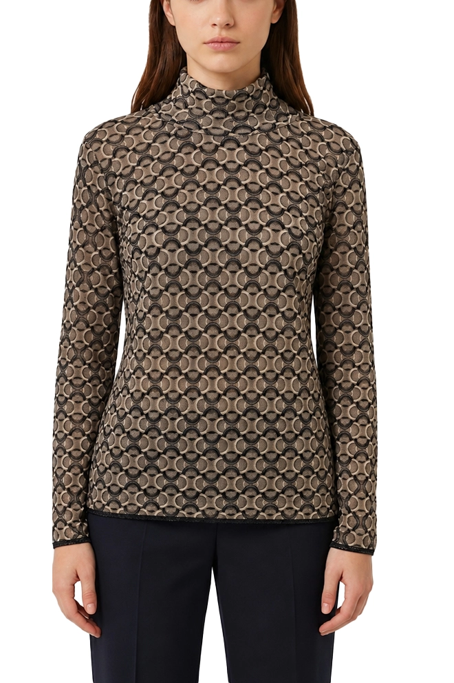 MAGLIA DOLCEVITA CON FANTASIA GEOMETRICA DONNA GRIGIO