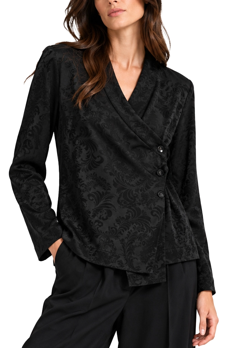 CAMICIA A VESTAGLIA IN JACQUARD DONNA NERO