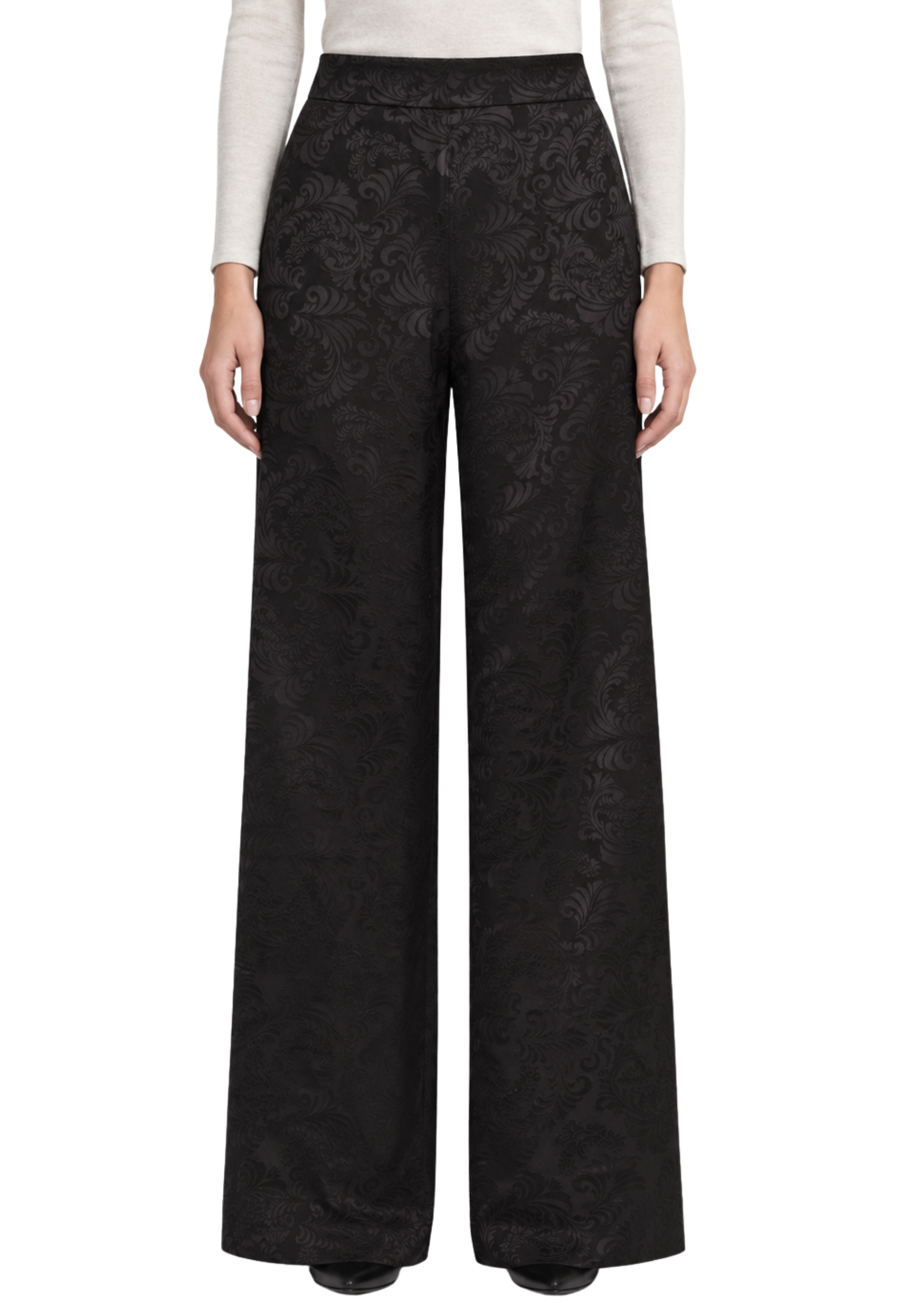 PANTALONI PALAZZO IN JACQUARD DONNA NERO
